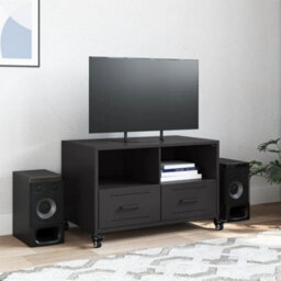 Berkfield Durable Tv Cabinet Black 68X39X43.5 Cm Steel - thumbnail 3