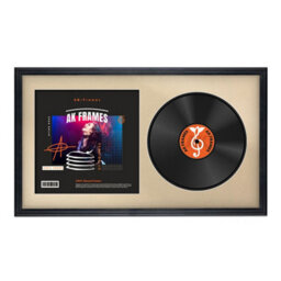 "30X17"" Black Classic Vinyl Record Frame With Ivory Mount For 12 Inch Lp Album Cover & Disc - Ak Frames"