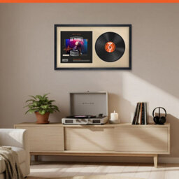 "30X17"" Black Classic Vinyl Record Frame With Ivory Mount For 12 Inch Lp Album Cover & Disc - Ak Frames" - thumbnail 8