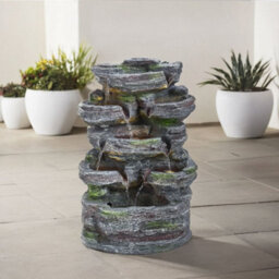 Breeins Outdoor Solar Powered Cascading Water Feature Garden Layered Led Fountain Outdoor Ornament Statue Fountain 46Cm H - thumbnail 1