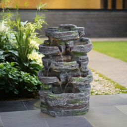 Breeins Outdoor Solar Powered Cascading Water Feature Garden Layered Led Fountain Outdoor Ornament Statue Fountain 46Cm H - thumbnail 2
