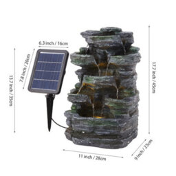 Breeins Outdoor Solar Powered Cascading Water Feature Garden Layered Led Fountain Outdoor Ornament Statue Fountain 46Cm H - thumbnail 8