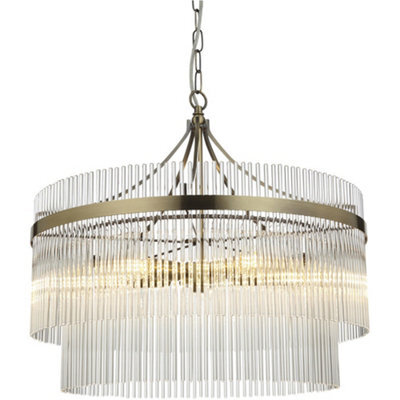 Loops Multi Arm Hanging Ceiling Pendant Light - Antique Brass Plate & Clear Glass - 5 X 7W Led E14 - image 1