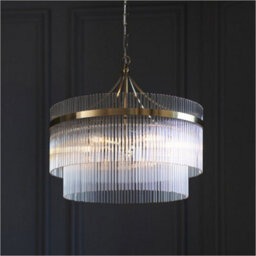 Loops Multi Arm Hanging Ceiling Pendant Light - Antique Brass Plate & Clear Glass - 5 X 7W Led E14 - thumbnail 3