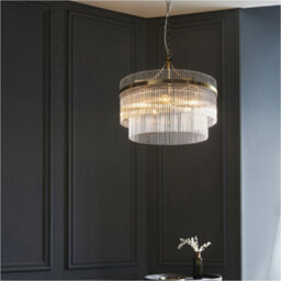 Loops Multi Arm Hanging Ceiling Pendant Light - Antique Brass Plate & Clear Glass - 5 X 7W Led E14 - thumbnail 4