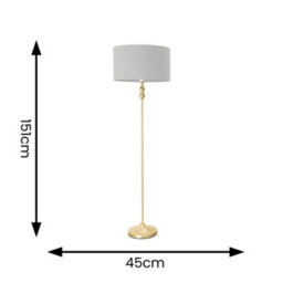 Valuelights Maggie Gold Metal Candlestick Floor Lamp With Grey Fabric Lamp Shade - thumbnail 6
