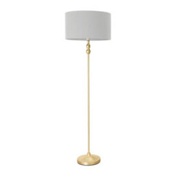 Valuelights Maggie Gold Metal Candlestick Floor Lamp With Grey Fabric Lamp Shade - thumbnail 2