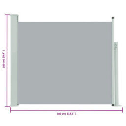 Walplus Patio Retractable Side Awning Garden Sun Shade Canopy Gazebo For Back Door, Porch, Patio 100X300 Cm Grey - thumbnail 8