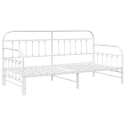 Berkfield Modern Daybed Frame With Trundle White 100X190 Cm Steel