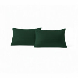 Microfibre Soft Touch Satin Stripe Housewife Pillowcase Pair Green - thumbnail 3