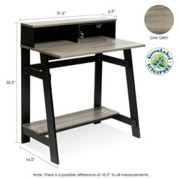 Walplus Furinno Simplistic A Frame Computer Desk, Black/french Oak Grey - thumbnail 3