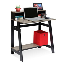 Walplus Furinno Simplistic A Frame Computer Desk, Black/french Oak Grey - thumbnail 1