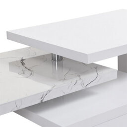 Furniture in Fashion Design Rotating High Gloss Coffee Table With 3 Tops In Vida Marble Effect - thumbnail 9
