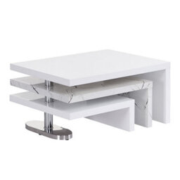 Furniture in Fashion Design Rotating High Gloss Coffee Table With 3 Tops In Vida Marble Effect - thumbnail 3