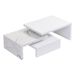 Furniture in Fashion Design Rotating High Gloss Coffee Table With 3 Tops In Vida Marble Effect - thumbnail 4