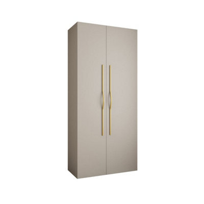 Arte Elegant Cashmere Como Ii Hinged Door Wardrobe H2460mm W1100mm D500mm, Two Doors, Eight Shelves, One Hanging Rail, Gold Handles - image 1
