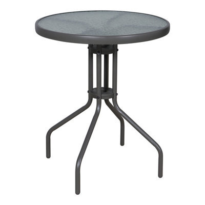 GoodHome Bari Metal Brown 2 Seater Round Bistro Table Tempered Glass Tabletop - image 1