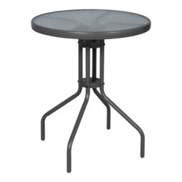 GoodHome Bari Metal Brown 2 Seater Round Bistro Table Tempered Glass Tabletop