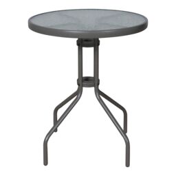 GoodHome Bari Metal Brown 2 Seater Round Bistro Table Tempered Glass Tabletop - thumbnail 2