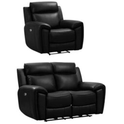 Furniture Instore Sienna Black Leather Aire 2+1 Seater Sofa Set - thumbnail 1