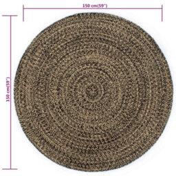 Vidaxl Handmade Rug Jute Black And Natural 150 Cm - thumbnail 3