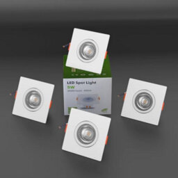 5W Square Led Recessed Ceiling Downlights Pack Of 4 Cool White 6000K Slim Dimmable Adjustable Spotlights - thumbnail 1