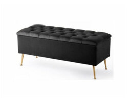 150Cm Amara Chesterfield Ottoman Storage Bench - Plush Velvet Shoes Bench - Black Upholstery Footstool Storage With Legs - thumbnail 3