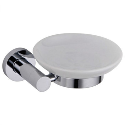 Plum&clay Ronda Wall Mounted Bathroom Soap Holder Chrome & Ceramic Dish - image 1