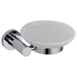 Plum&clay Ronda Wall Mounted Bathroom Soap Holder Chrome & Ceramic Dish