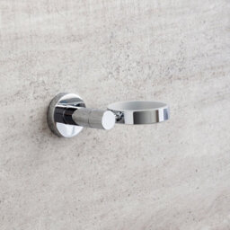 Plum&clay Ronda Wall Mounted Bathroom Soap Holder Chrome & Ceramic Dish - thumbnail 3