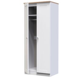 Santander Ready Assembled Traditional Matt White & Oak Tall Double Wardrobe (H)1970mm (W)770mm (D)530mm - thumbnail 2