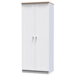 Santander Ready Assembled Traditional Matt White & Oak Tall Double Wardrobe (H)1970mm (W)770mm (D)530mm - thumbnail 1