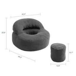 Sobuy Armchair With Footstool 49.2X43.3X25.6 Inch Load Capacity 113 Kg Fst100-Dg - Dark Gray - thumbnail 2