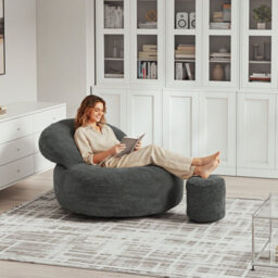 Sobuy Armchair With Footstool 49.2X43.3X25.6 Inch Load Capacity 113 Kg Fst100-Dg - Dark Gray - thumbnail 7