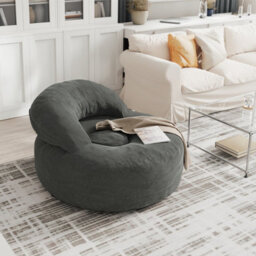 Sobuy Armchair With Footstool 49.2X43.3X25.6 Inch Load Capacity 113 Kg Fst100-Dg - Dark Gray - thumbnail 6