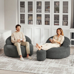 Sobuy Armchair With Footstool 49.2X43.3X25.6 Inch Load Capacity 113 Kg Fst100-Dg - Dark Gray - thumbnail 9