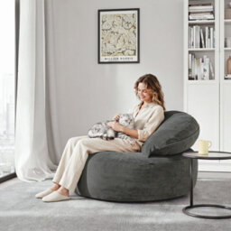 Sobuy Armchair With Footstool 49.2X43.3X25.6 Inch Load Capacity 113 Kg Fst100-Dg - Dark Gray - thumbnail 8