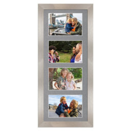 AK Frames 50X20Cm Aluminum Modern Multi Photo Frame With Mid Grey Mount - Holds 4 Apertures (4X) 6X4 Photos - thumbnail 1