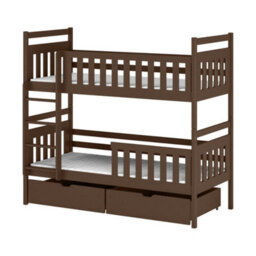 Arte Monika Dark Chocolate Wooden Bunk Bed With Storage 90 X 190Cm - 2 Foam Bonnell Mattresses - thumbnail 1