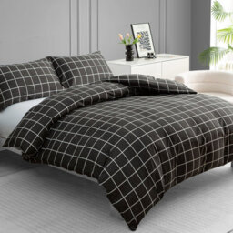 Lazzaro Self Checkered Premium Microfiber Duvet Cover Set Ultrasoft Breathable Bedding Sets With Zipper Closure - thumbnail 1