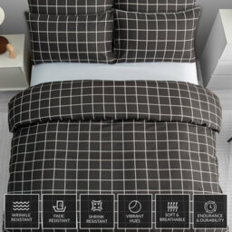 Lazzaro Self Checkered Premium Microfiber Duvet Cover Set Ultrasoft Breathable Bedding Sets With Zipper Closure - thumbnail 3