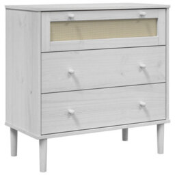 Berkfield Drawer Cabinet Senja Rattan Look White 80X40X80 Cm Solid Wood Pine - thumbnail 2