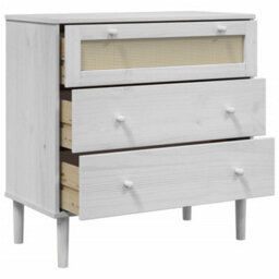 Berkfield Drawer Cabinet Senja Rattan Look White 80X40X80 Cm Solid Wood Pine - thumbnail 6