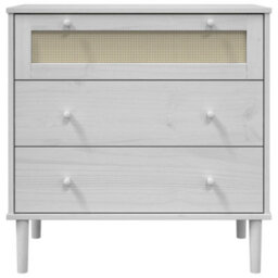 Berkfield Drawer Cabinet Senja Rattan Look White 80X40X80 Cm Solid Wood Pine - thumbnail 5
