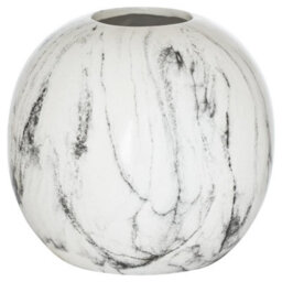Wyld Haus Marble Glazed Round Ceramic Vase, Gloss White, 230 X 250 mm - thumbnail 2