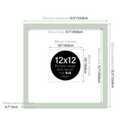 "12X12"" Mint Green Picture Frame - 12X12"" Square Frame With 8X8"" Mount For 12X12""/8X8"" Pictures Moderrn Style Thin Edge, 1 Pack" - thumbnail 2