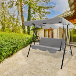 Outdoor Hortus 3 Seater Garden Swing Bench In Light Grey With Cushions - thumbnail 1