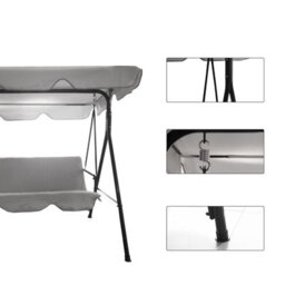 Outdoor Hortus 3 Seater Garden Swing Bench In Light Grey With Cushions - thumbnail 6