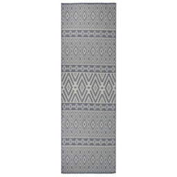 Walplus Outdoor Flatweave Rug 80X250 Cm Blue Stripes - thumbnail 1