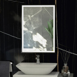 RAK Ceramics Rak Picture Square 600X800mm Matt Black Led Bathroom Mirror With Demister & Touch Sensor, Ip44